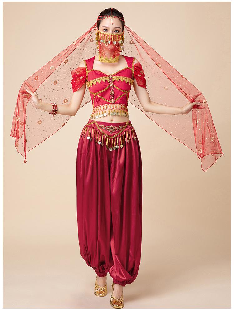 Costume de Danse du Ventre Exotique Princesse Jasmine d'Halloween pour Adultes