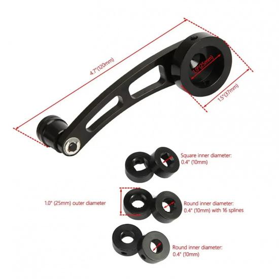 2Pcs Universal Car Window Rocking Handle Riser Winder Aluminum Alloy Winder Handle Crank Riser Kit Silver/Black