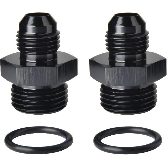 6AN Male Flare to 8AN ORB O-ring Boss Fuel Pump Rail Adapter Fitting Aluminum Black, Pack of 2