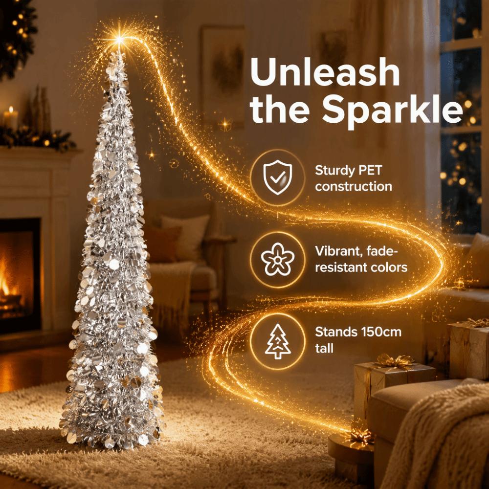 Foldable Pencil Tree Glitter Tinsel Artificial Christmas Tree Noel Christmas Tree Christmas Gift