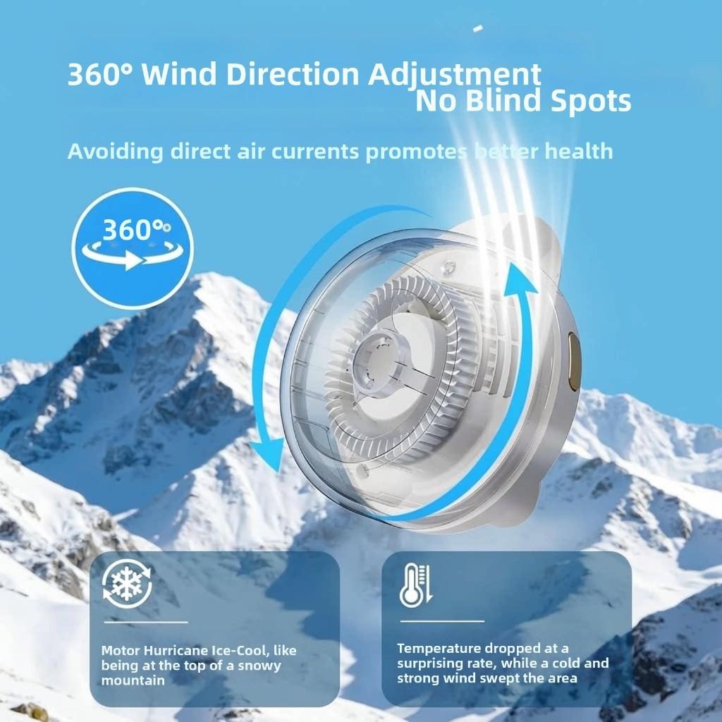 MF019 Mini Whirlwind Portable Snap On Charging Fan Waist Clip Mini Whirlwind Fan 3-Speed Handsfree Silent Strong Wind