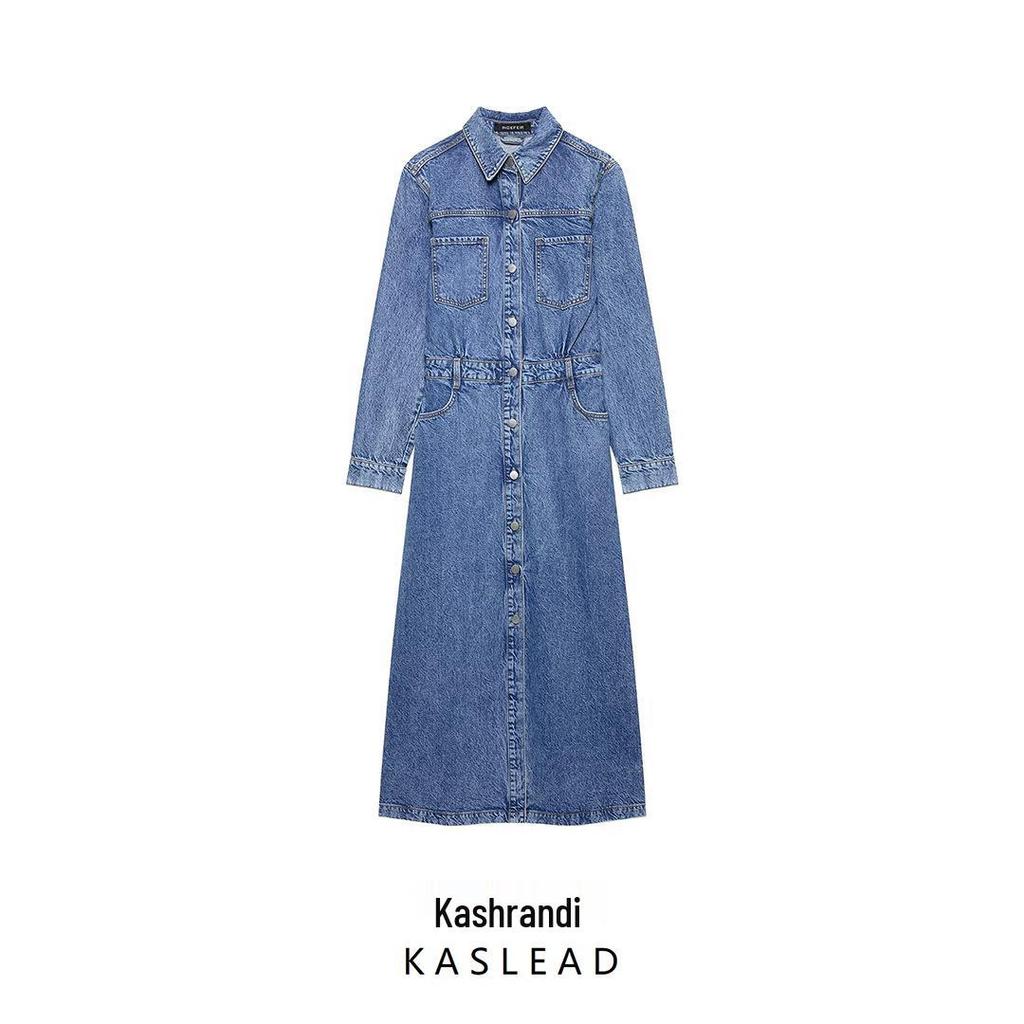 2025 Spring Women's European & American Style Long Denim Dress