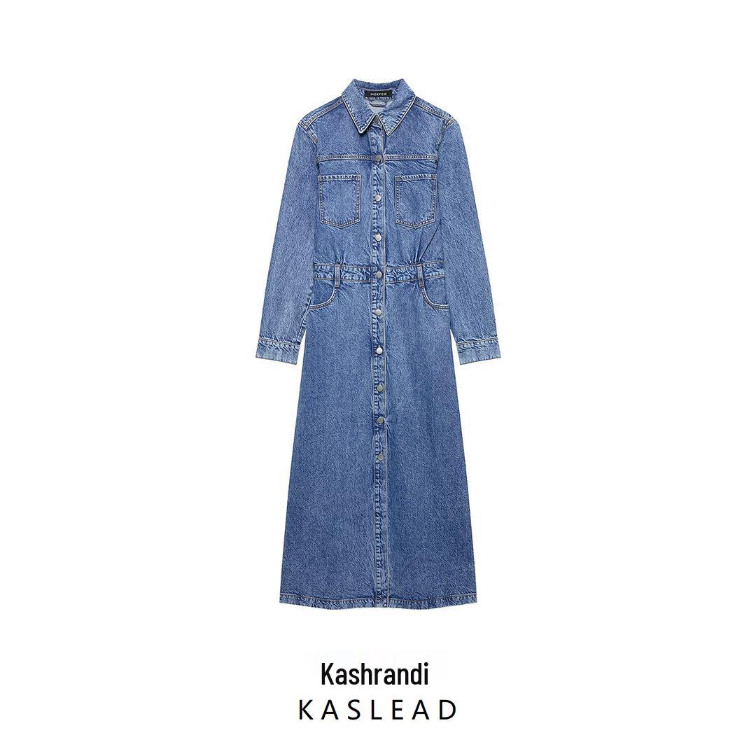 

2025 Spring Women s European & American Style Long Denim Dress Large