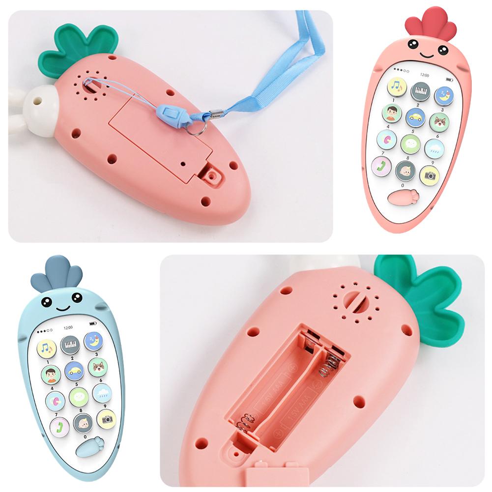 Creative Cartoon Rabbit Carrot Simulation Music Phone Toys Silicone Can Chew Mobile Phones Baby Education Learning Props Gifts
