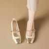 Women Shoes Fashion Leather Casual Mary Jane Shoes Girl High Heels Shoes Square Toe Pumps