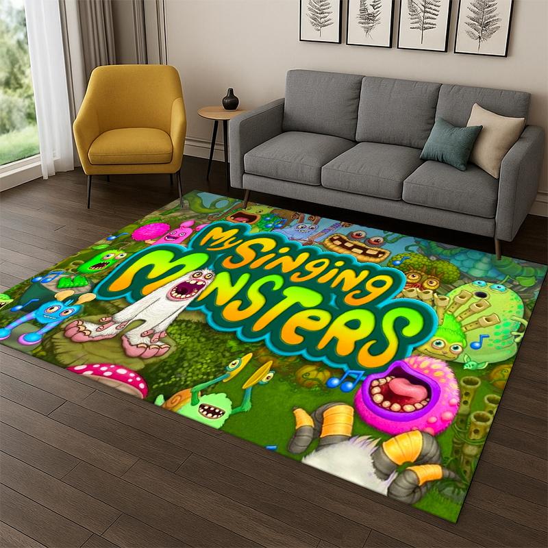 Music Game My Singing Monsters Cartoon Carpet Rug for Bedroom Living Room Sofa Playroom Doormat Home Decor,Kid Area Rug Non-slip