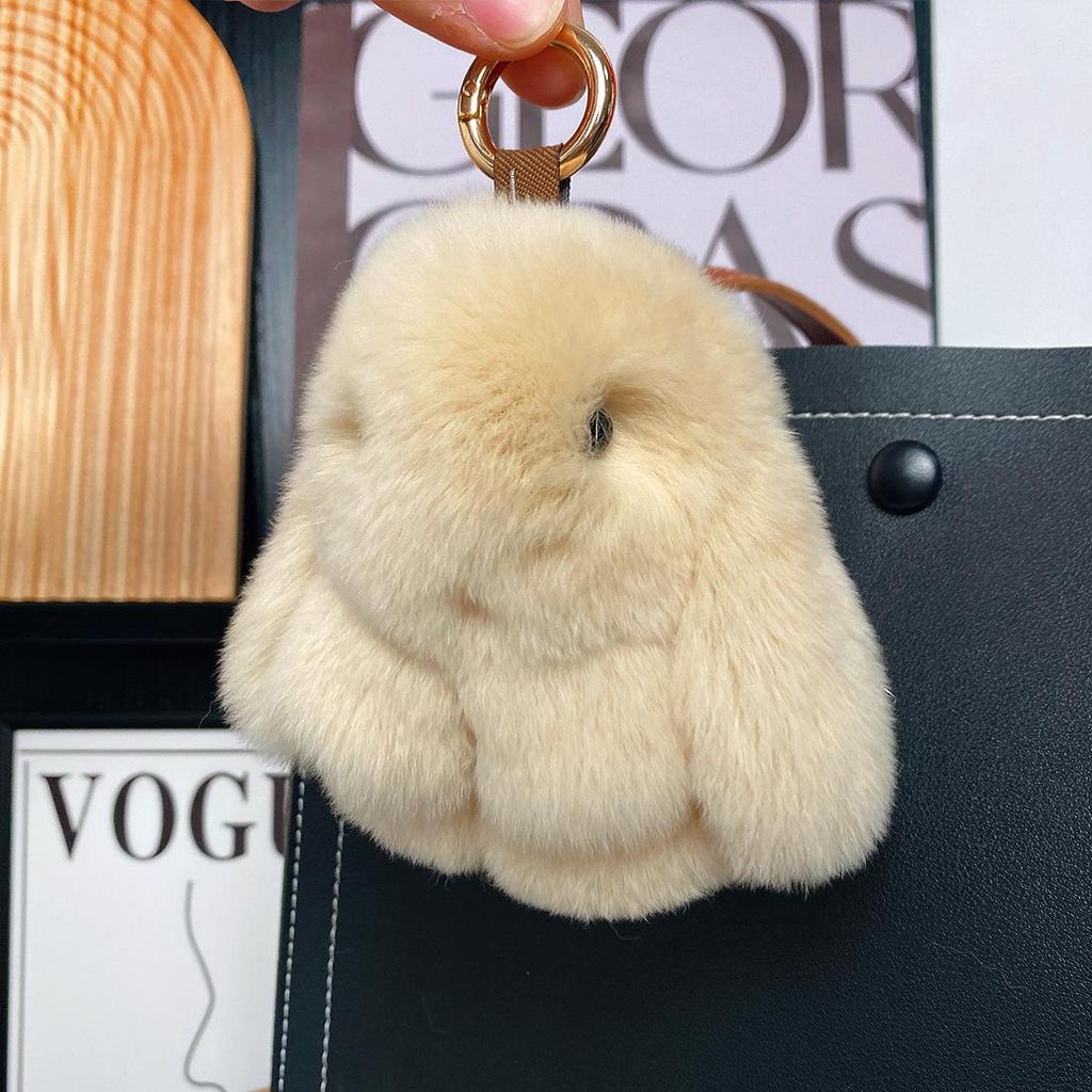 Mini Rex Rabbit Fur Pom Pom Keychain Bag Charm Keyring
