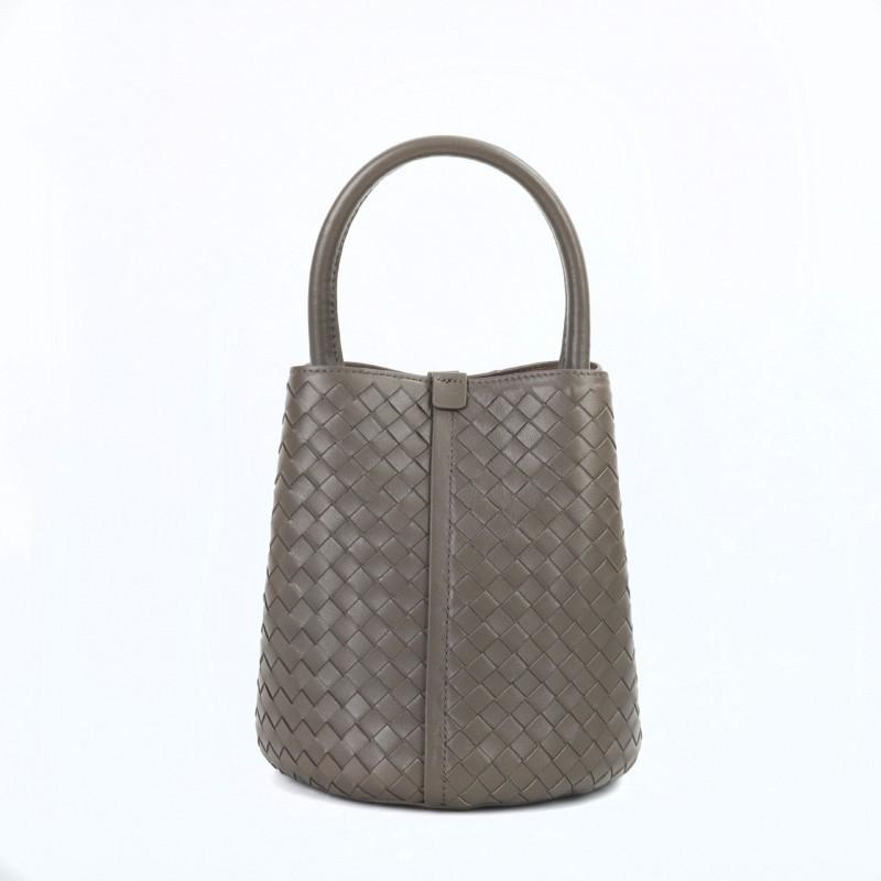 Hand-woven Bucket Bag Genuine Leather Women's Exquisite Fashionable Handbag Single-shoulder Cross-slung Tote