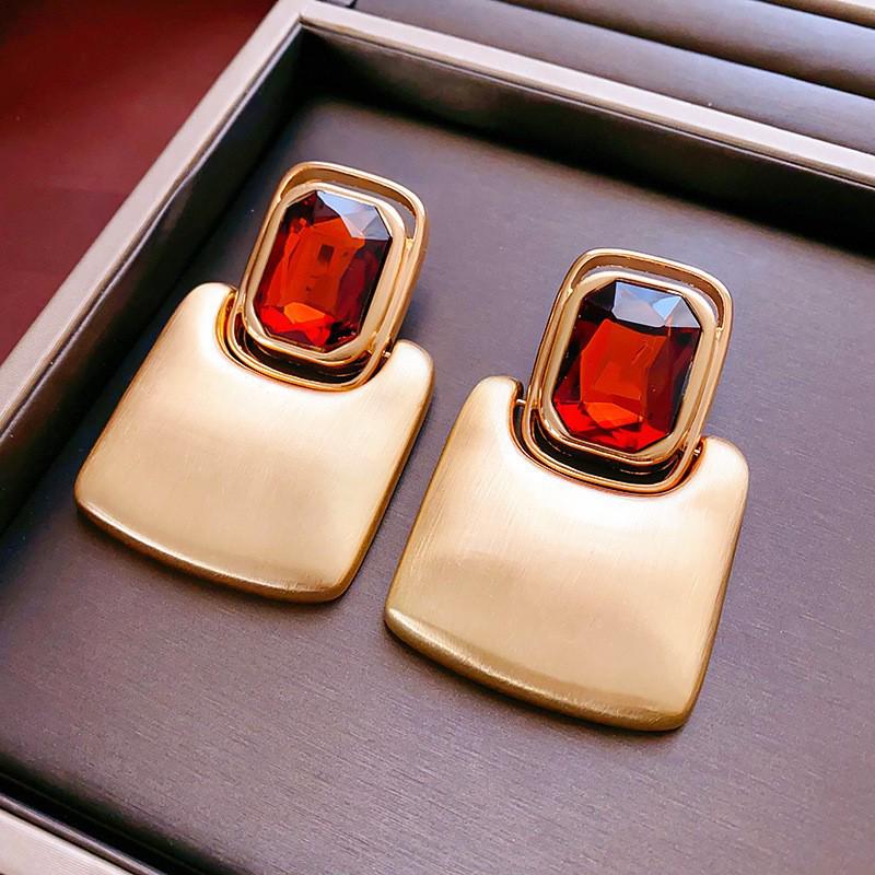 Silver Needle Geometric Openwork Round Pendant Earrings with European and American Exaggerated Style for Women.