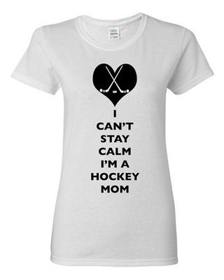 Mesdames Je Ne Peux Pas Rester Calme Je Suis Une Maman de Hockey Joueur Fan de Sports d'Équipe T-shirt DT Tee T-shirt Unisexe