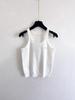 Women's Stylish Slim-Fit V-Neck Knitted Camisole Top - White Sleeveless Vest