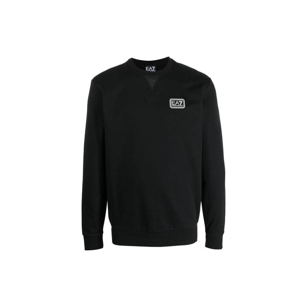 Emporio Armani EA7 SS23 Letter Number Logo Crew Neck Pullover Casual Sweatshirt Men sweatshirt Black 3RPM26-PJ05Z-1200