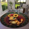 Retro Pokemon Round Area Rug,Carpet Rug for Living Room Bedroom Sofa Playroom Decor,Non slip Floor Mat