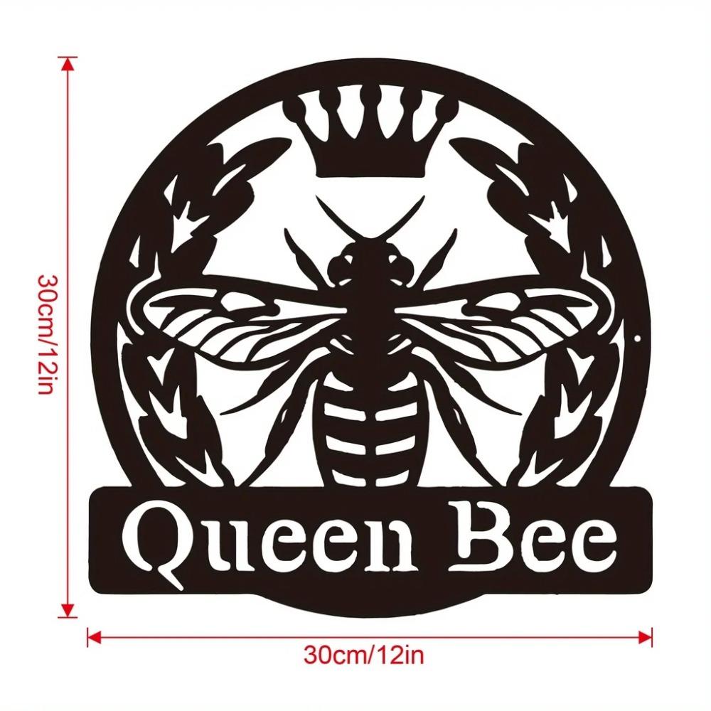1pc Bee Queen Monogram Metal Sign – Stylish Wall Art for Patio, Garden, or Housewarming Gift, Elegant Hanging Wall Decoration