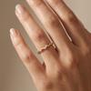 Trendy 14K Gold-Plated Stainless Steel Three Zircon Wave Design Engagement Gift Ring Women Hypoallergenic Waterproof