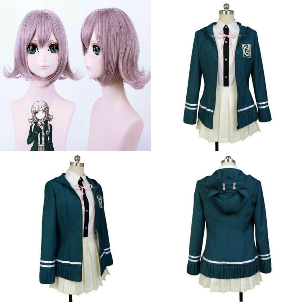 Danganronpa Chiaki Nanami Halloween Kostuum Set Met Stijlvolle Jas Shirt En Rok