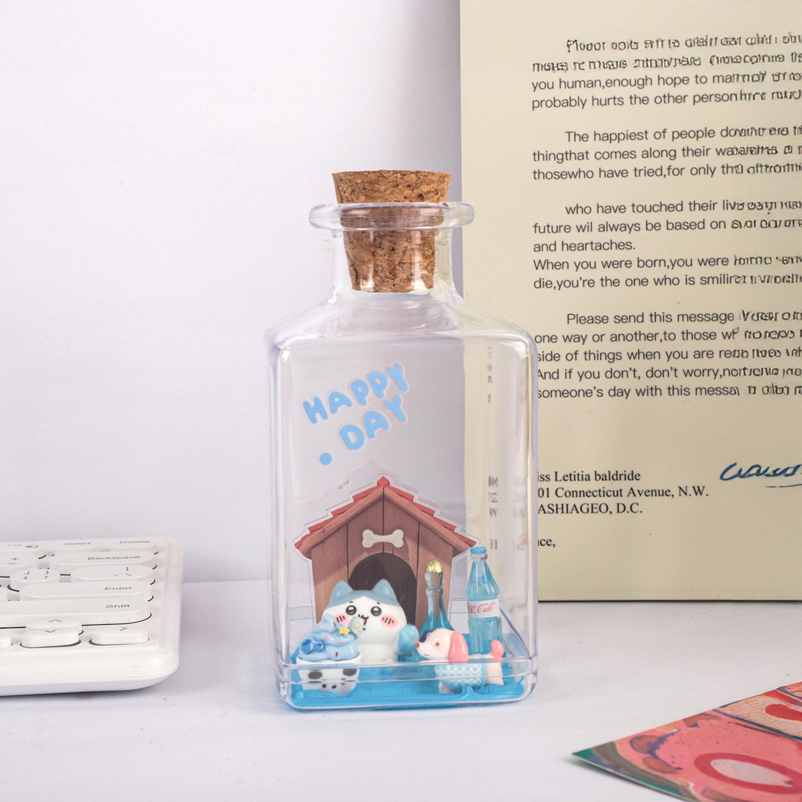 Children s Creative DIY Wishing Bottle Craft Kit: Kawaii Cartoon Scene with Cream Glue Decor. 7x7x14 cm