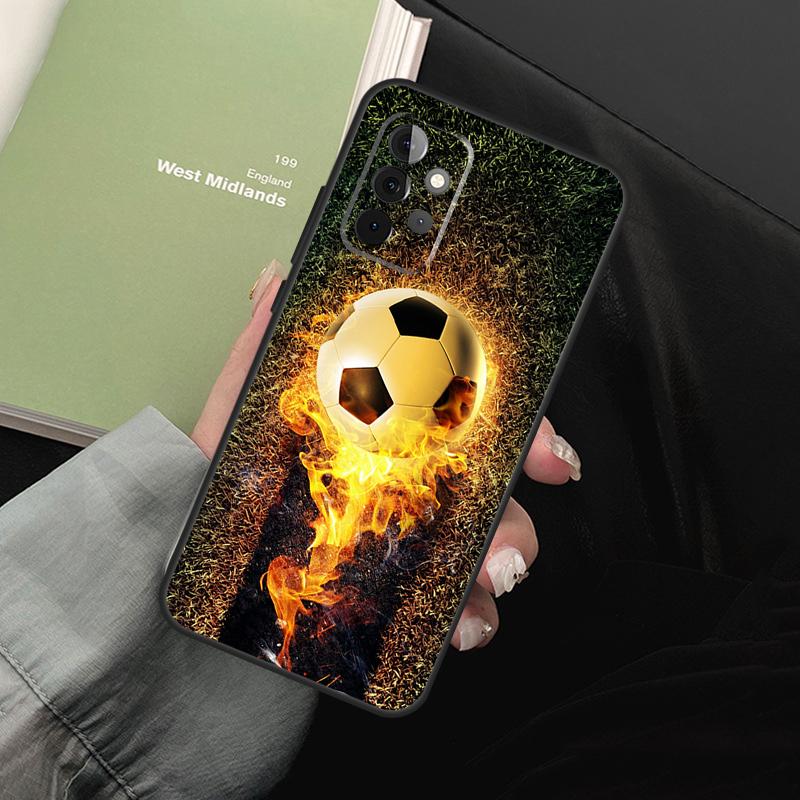 Fire Football Soccer Ball For Samsung Galaxy A52 A32 A22 A54 A14 A16 A26 A36 A56 A55 A35 A05 A06 A15 A53 A33 A13 Case
