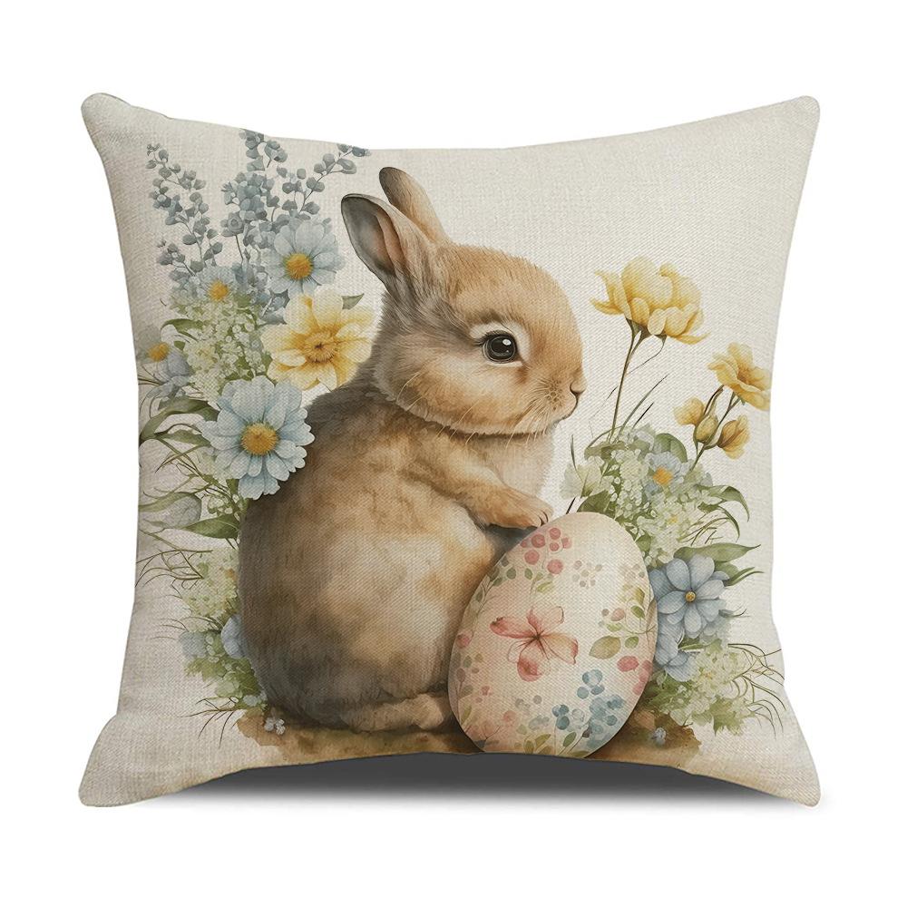 New Easter Pillowcase Country Cartoon Rabbit Easter Egg Pillowcase Sofa Cushion Pillowcase