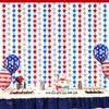 Beautiful Red Blue And Silver Starry Curtain For Independence Day Party Decorations