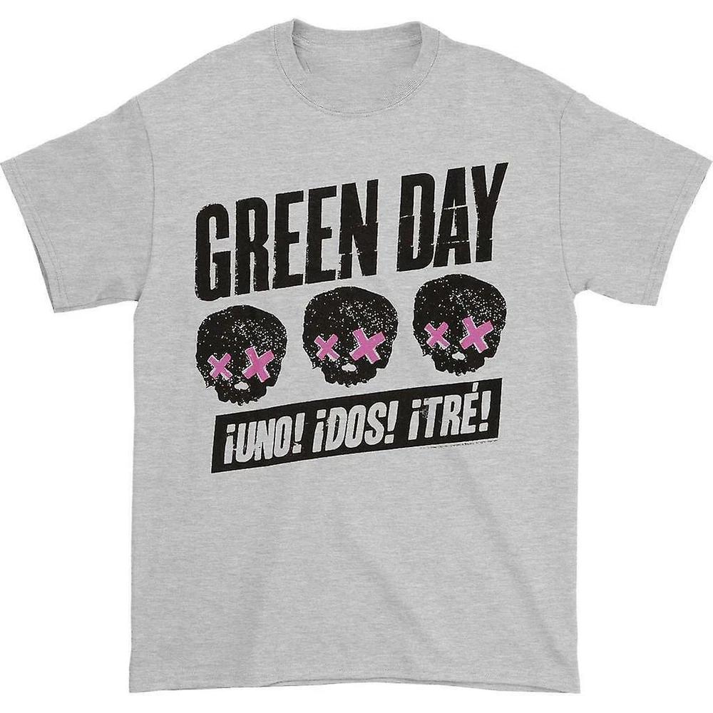 Officially licensed Green Day 3 Heads Unisexs Grey T Shirt Green Day Classic Tee S