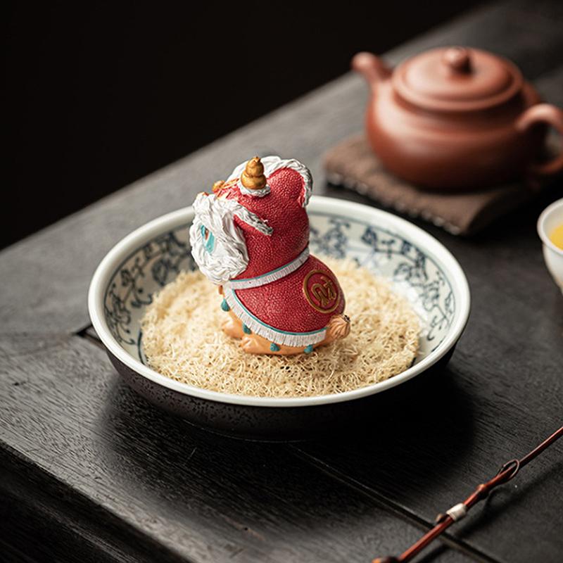 Color-Changing Tea Pet, Lion Dance, Auspicious Tea Table Decoration, Lion Dance,  Chinese Style Home Tea Pet, Lucky Doll