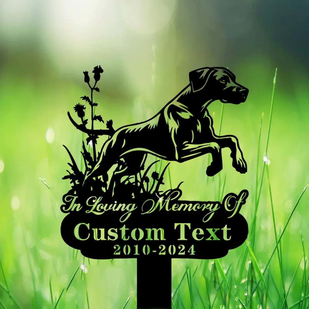 Personalisierter Rhodesian Ridgeback Hund Metallschild mit Pfahl, Haustiermemorial Garten Geschenk, Individuelles Andenken für Hundeliebhaber