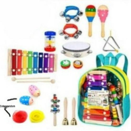 12-Piece Orff Percussion Set: Tambourine, Wrist Bells, Claves, and More for Children 12-piece set