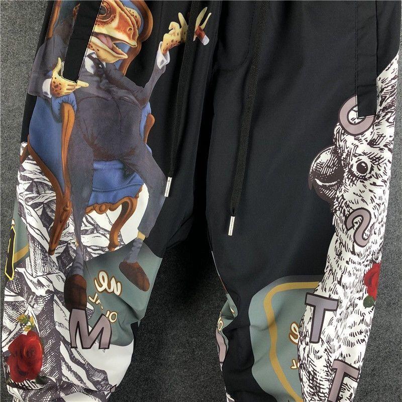 Pánska móda Joggers Patchwork Elastická sťahovacia šnúrka Street Hip Hop Nohavice s potlačou Japonské streetwear Harajuku