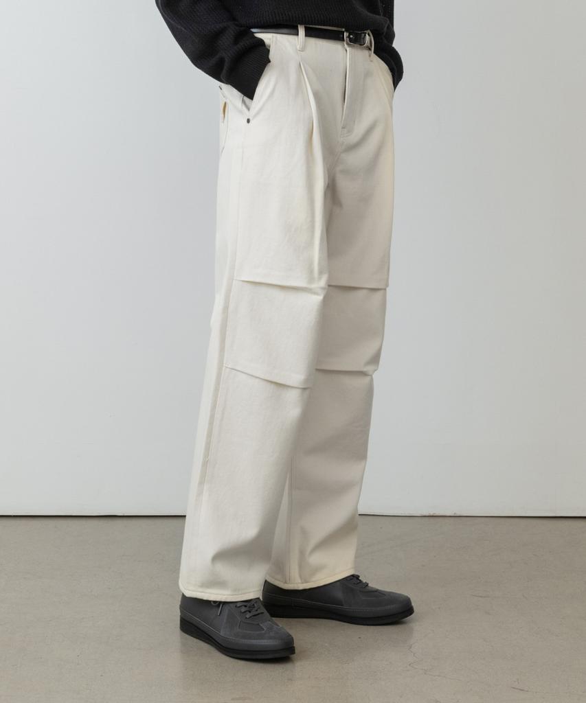 MINAV Parachute Wide Denim Pants [Cream]