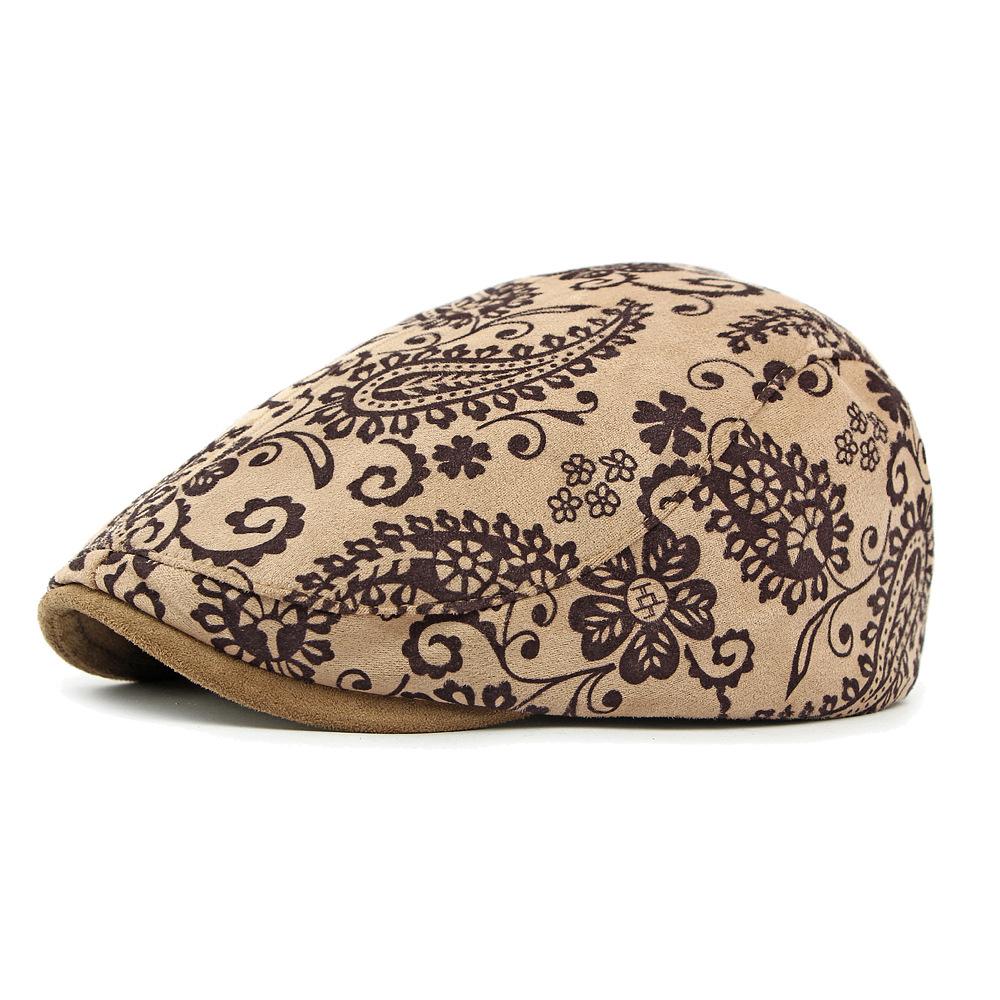Cashew Print Beret Women's British Vintage Forward Cap Suede Peaked Cap