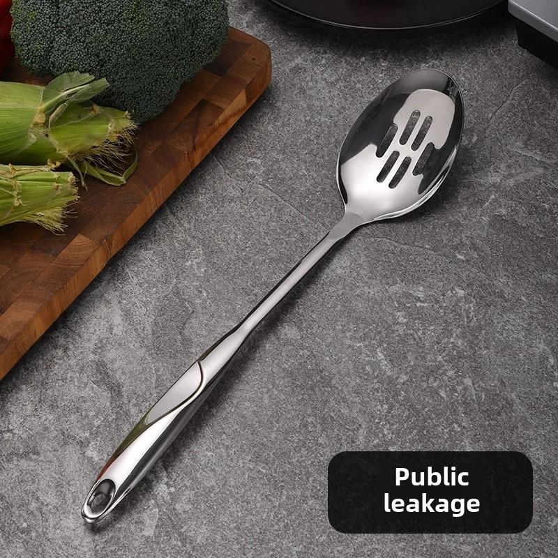 Non-Magnetic S-Shaped Stainless Steel Handle Kitchen Utensils Set Six Pieces Hollow Handle Wok Spatula Mermaid Porridge Spoon
