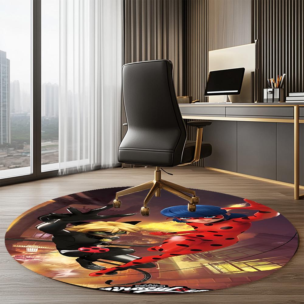 Ladybug Printed Round Rug Carpet Chair Rug Area Rug Entryway Doormats,for Office Chair Living Room Bedroom Kitchen Room.