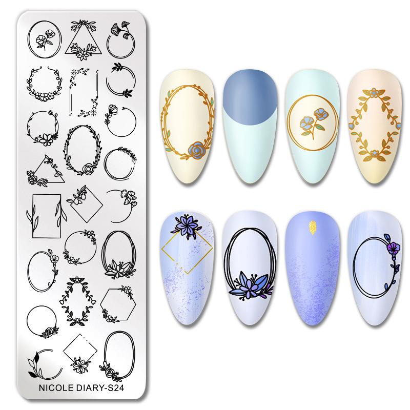 

1 шт. Прямоугольный шаблон для тиснения модный дизайн пластина для дизайна ногтей 039