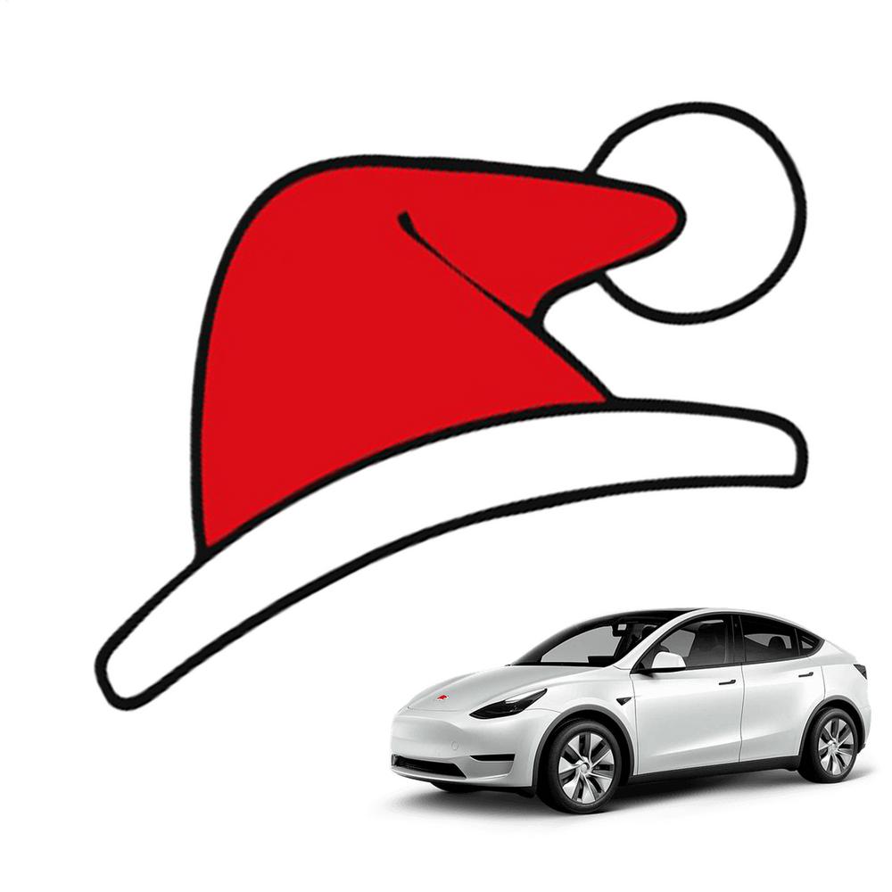 For Tesla Model 3/y Christmas Car Emblem Sticker Self-Adhesive Waterproof Festive Santa Hat Antler Decal Holiday Supplies