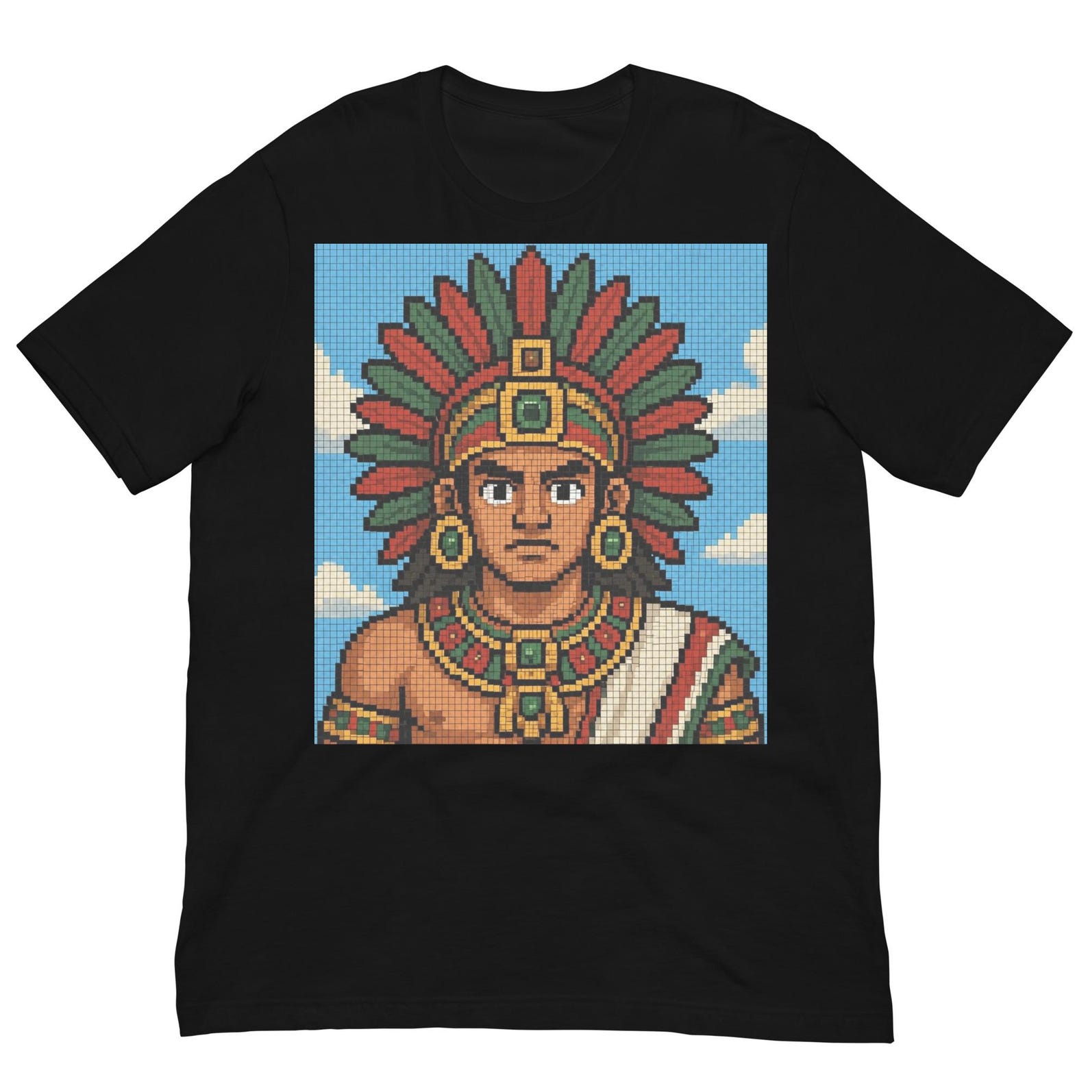 Pixel Aztec Warrior Shirt, Retro Aztec Art Tee, Mexican Pixel Art T-Shirt, 8 Bit Indigenous Warrior Shirt, Gaming Style Mexico Tee M