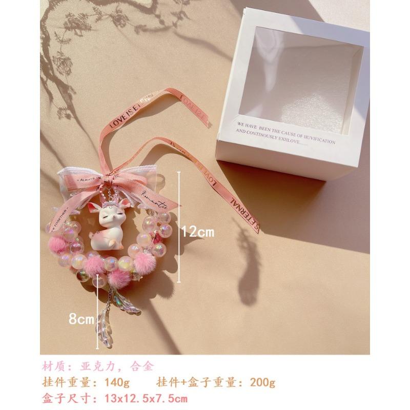 Pink Deer Car Rearview Mirror Hanging Pendant For Women
