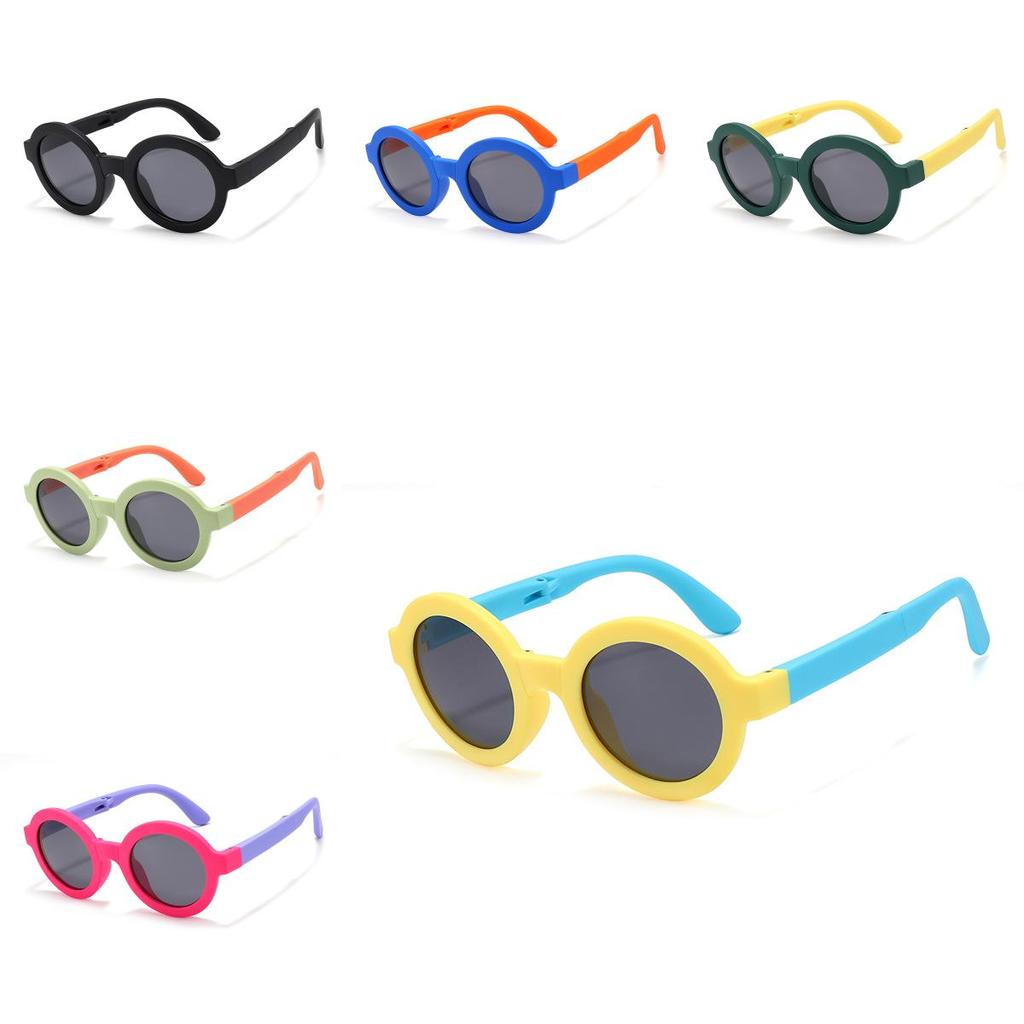 Childrens Sunglasses Foldable Round Frame Summer Outdoor Sun Protection Uv