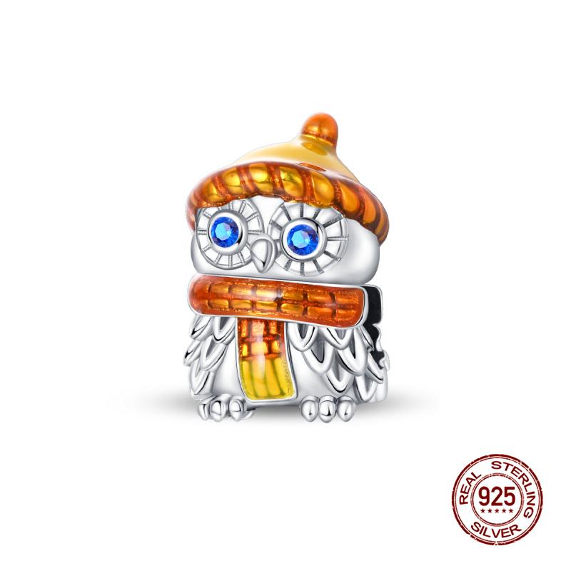 Charms Copper Autumn Pumpkins & Maple Leaves Charms Beads Fits 3Mm Original Bracelet Womens Diy Fine Jewelry Gifts