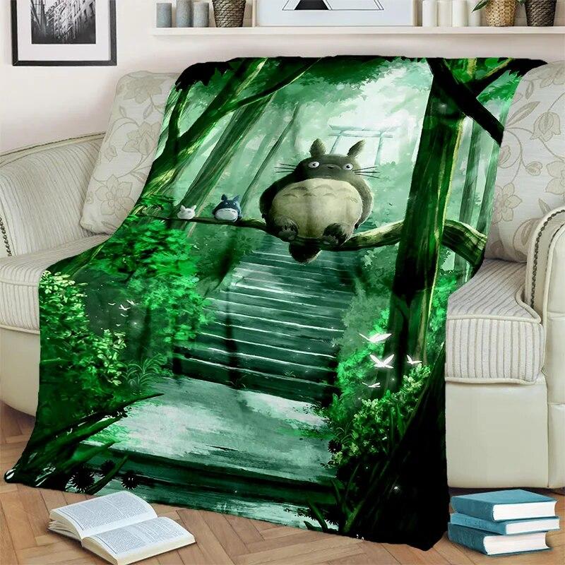 My Neighbor T-Totoro Anime Cartoon Blanket,Soft Throw Blanket for Home Bedroom Bed Sofa Picnic Travel Office Cover Blanket Kids