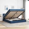 Ottoman Bed with Mattresses & LEDs Blue 200x200 cm Fabric