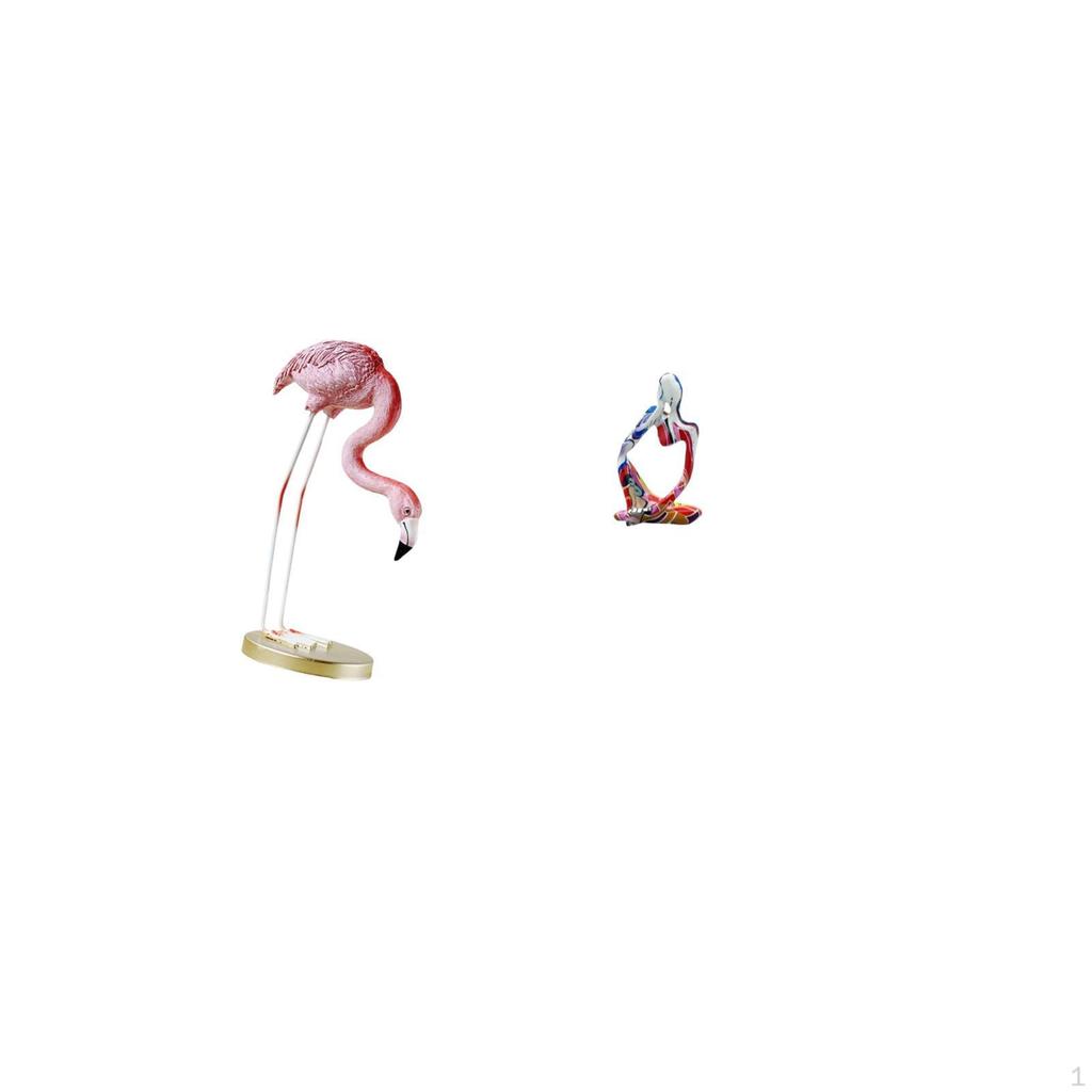 Flamingo Thinker Resin Statue Bird Sculpture Modern Art Figurine Ornament for Home Garden Office