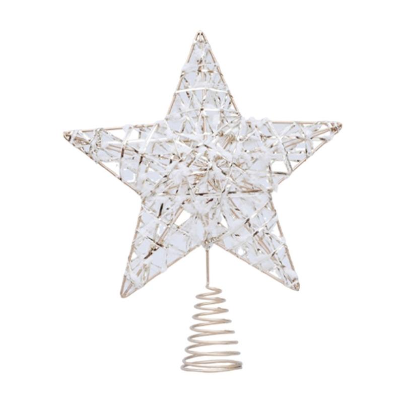

Durable Iron Christmas Tree Toppers Star Champagne Colored Yarn Ornament For Outdoor Garden Parties Decoration