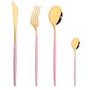 Drmfiy Pink Silver Stainless Steel Dinnerware Set Fork Knife Soup Ice Spoon Cutlery Set Western Flatware Kitchen Silverware Set