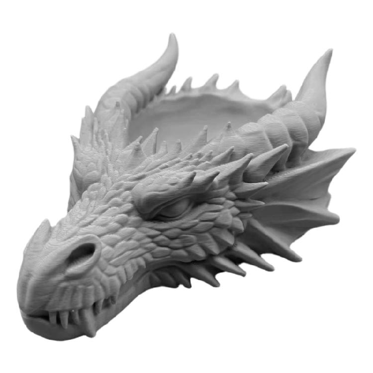 

Stylish Gothic Dragon Design Candle Stand And Jewelry Dish 3D Printed Plastic Unique Candle And Jewelry Organizers серый