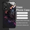 Artistic Lotus Flower Pattern Tempered Glass Phone Case for Motorola Moto G85 G84 G75 G55 G24 Edge 50 Fusion 40 Neo 30 Pro Cover
