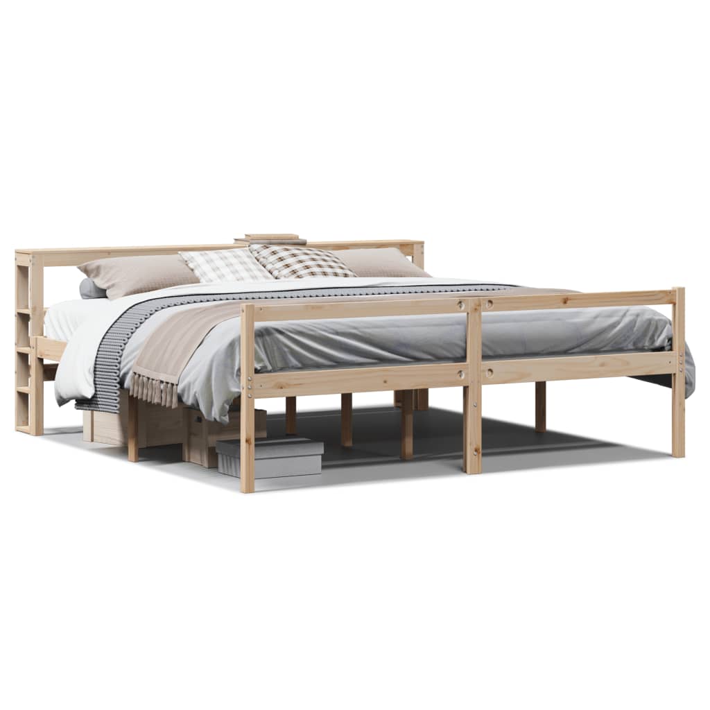 Senior Bed with Headboard 200x200 cm Solid Pine Wood