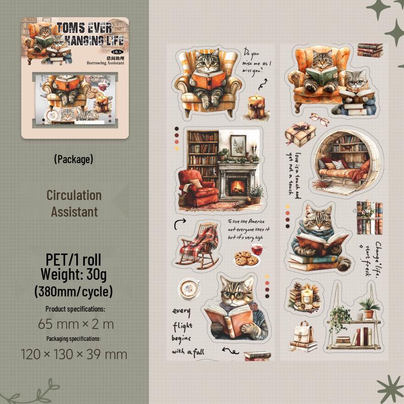 Ketchup Girl Tom's Life Series Cat Theme Die-Cut Scenery Planner Tape