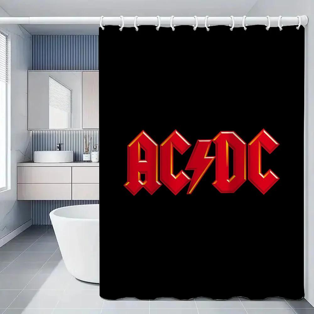 Rock-ACDC Shower Curtain for Bathroom Accessories Folding Partition Bath Curtains Bedrooms Waterproof Fabric Things the Set Home