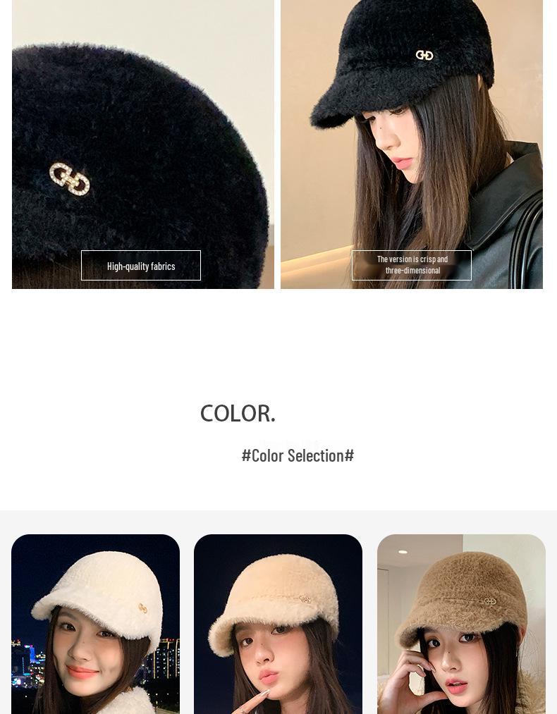 Plüsch-Baseballkappe im koreanischen Stil: Dick, Warm, Winddicht, für Großen Kopfumfang, Perfekt für Herbst- und Winter-Outdoor-Reisen.
